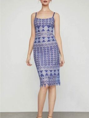 BCBGMaxAzria Periwinkle Blue Lace Midi Sheath Dress Alese